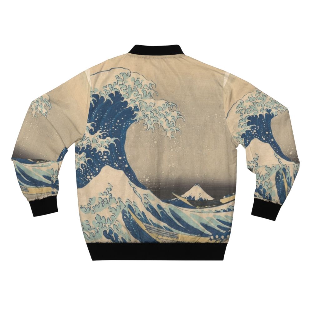 Bomber jacket featuring Katsushika Hokusai's famous woodblock print "The Great Wave off Kanagawa" - Back