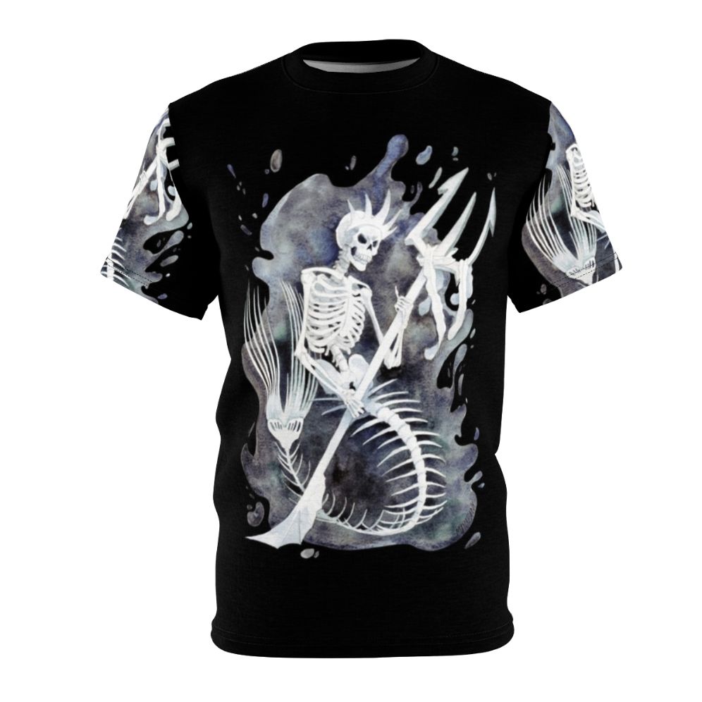 Mermaid skeleton graphic printed on a high-quality t-shirt