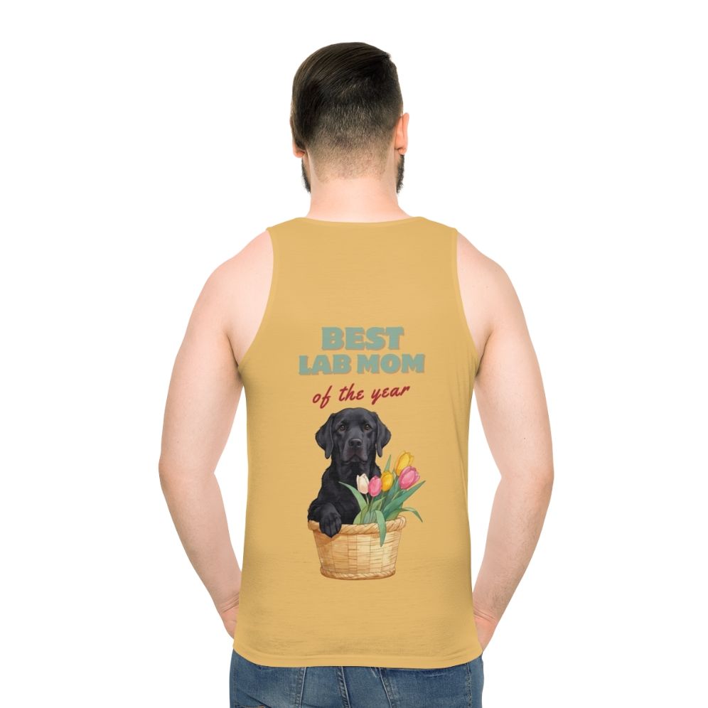 Labrador Retriever Dog Mom Tank Top with Vibrant Tulips Design - men back