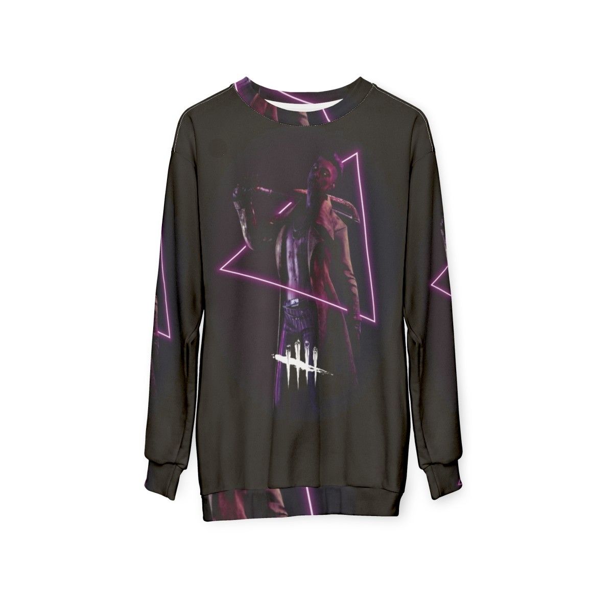 Neon Trickster Sweatshirt for Dead by Daylight Fans - hanging