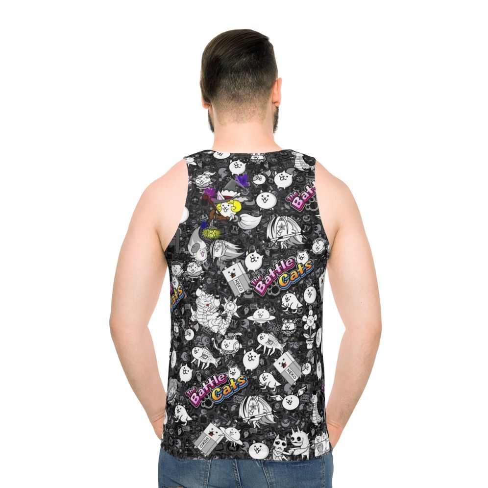 Battle Cats Unisex Tank Top with Cute Anime Style Cats - men back