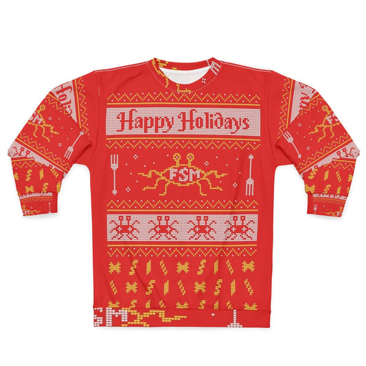 Pastafarian Christmas Sweater with Flying Spaghetti Monster Design