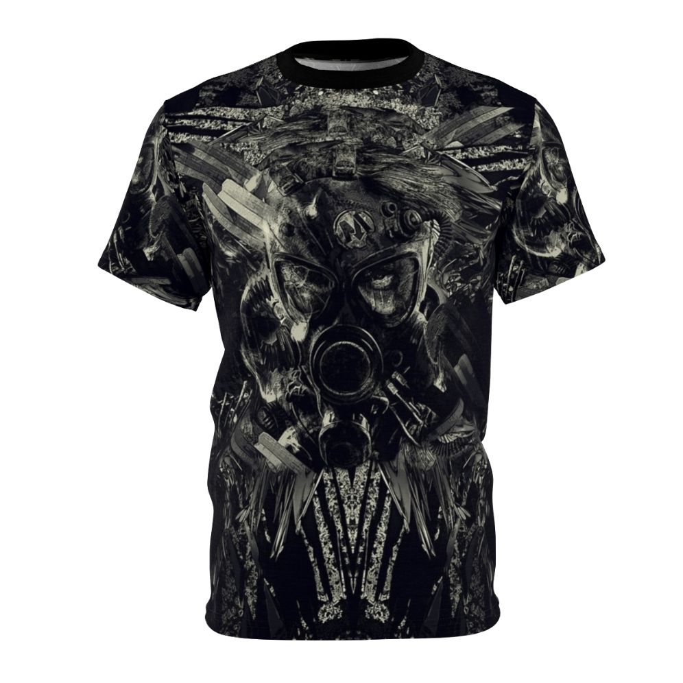 Post-apocalyptic sci-fi digital art design on a t-shirt