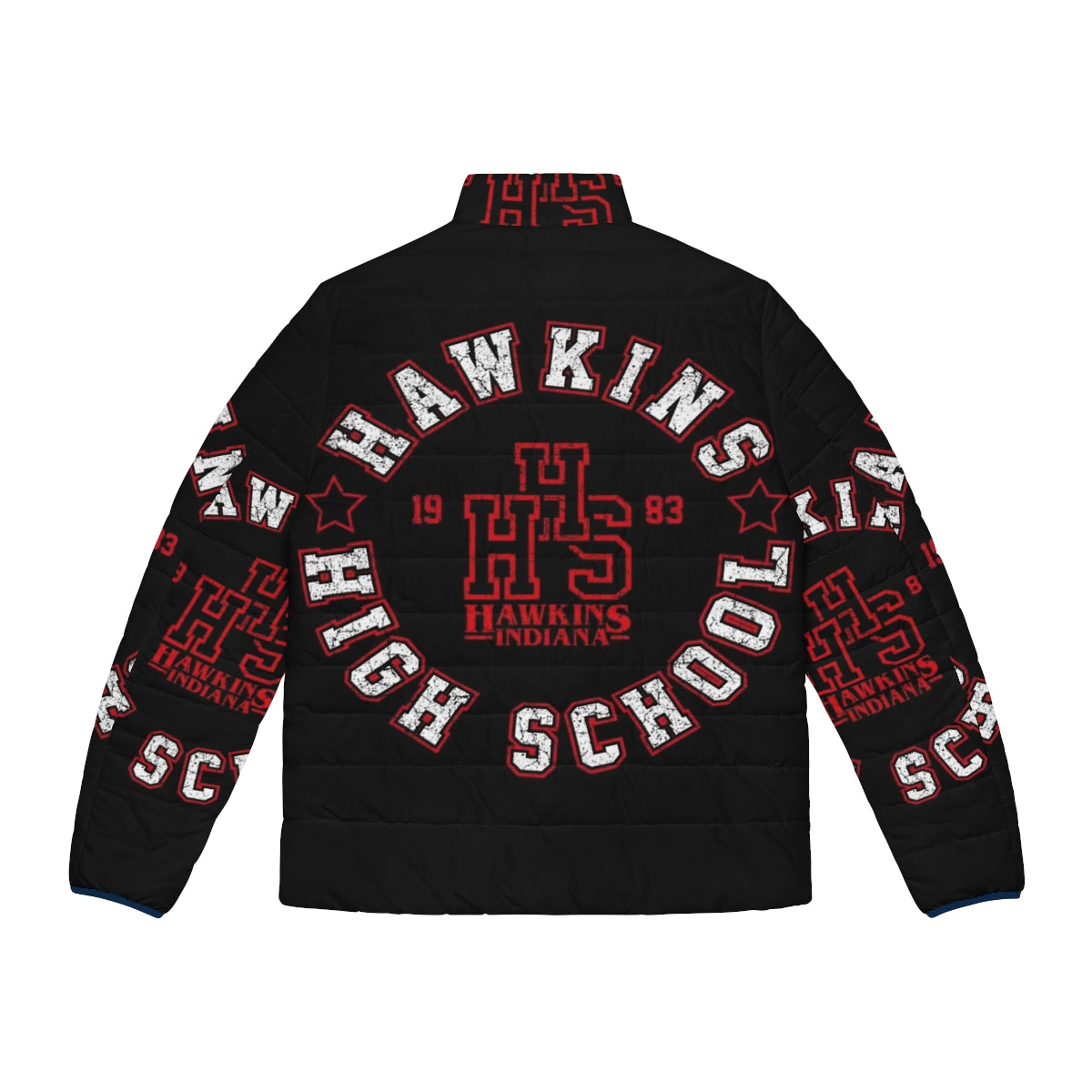 Retro '80s Hawkins High School Puffer Jacket inspired by Stranger Things - Back