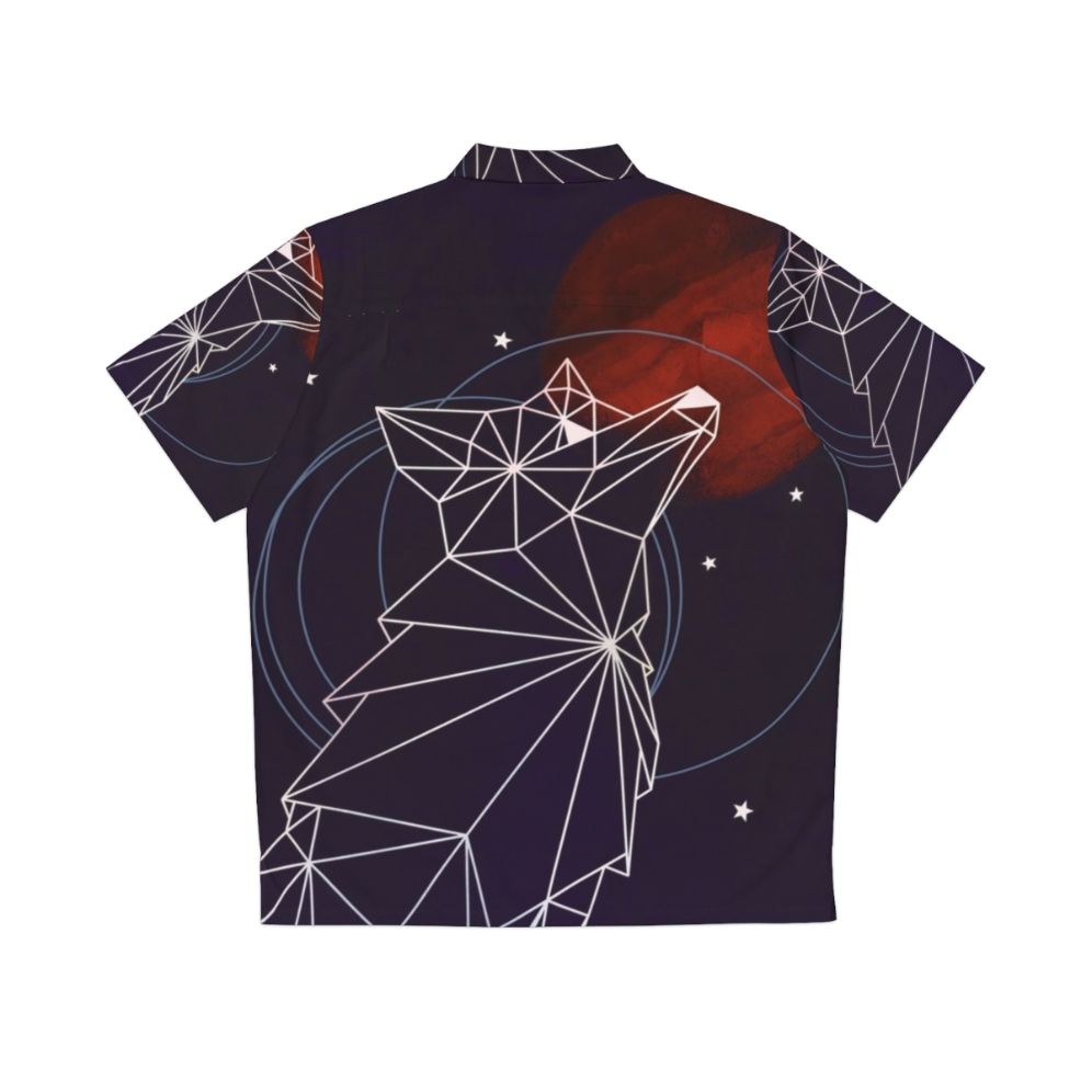 Fox in the stars geometric hawaiian shirt galaxy space print - Back