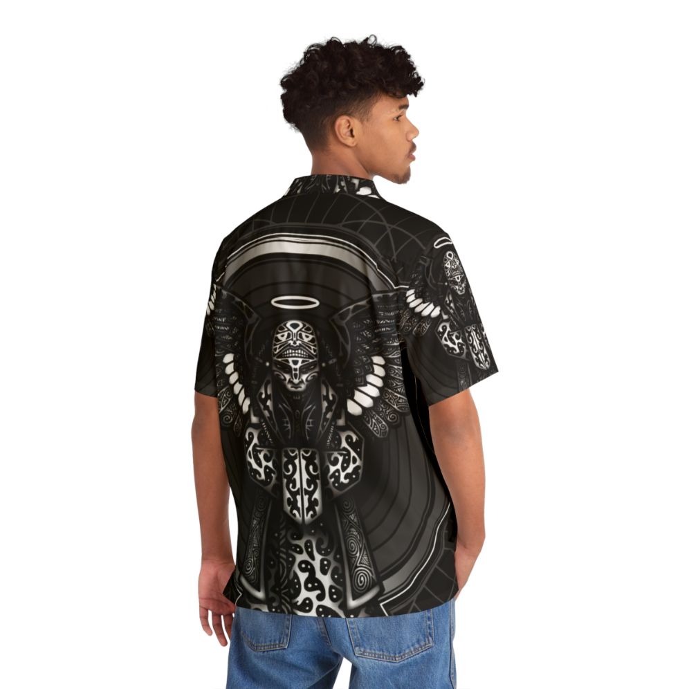 Anunnaki Hawaiian Shirt with Spiritual Ancient Alien Inspired Design - Flat lay