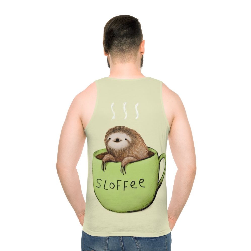 Sloffee Unisex Sloth Coffee Lover Tank Top - men back