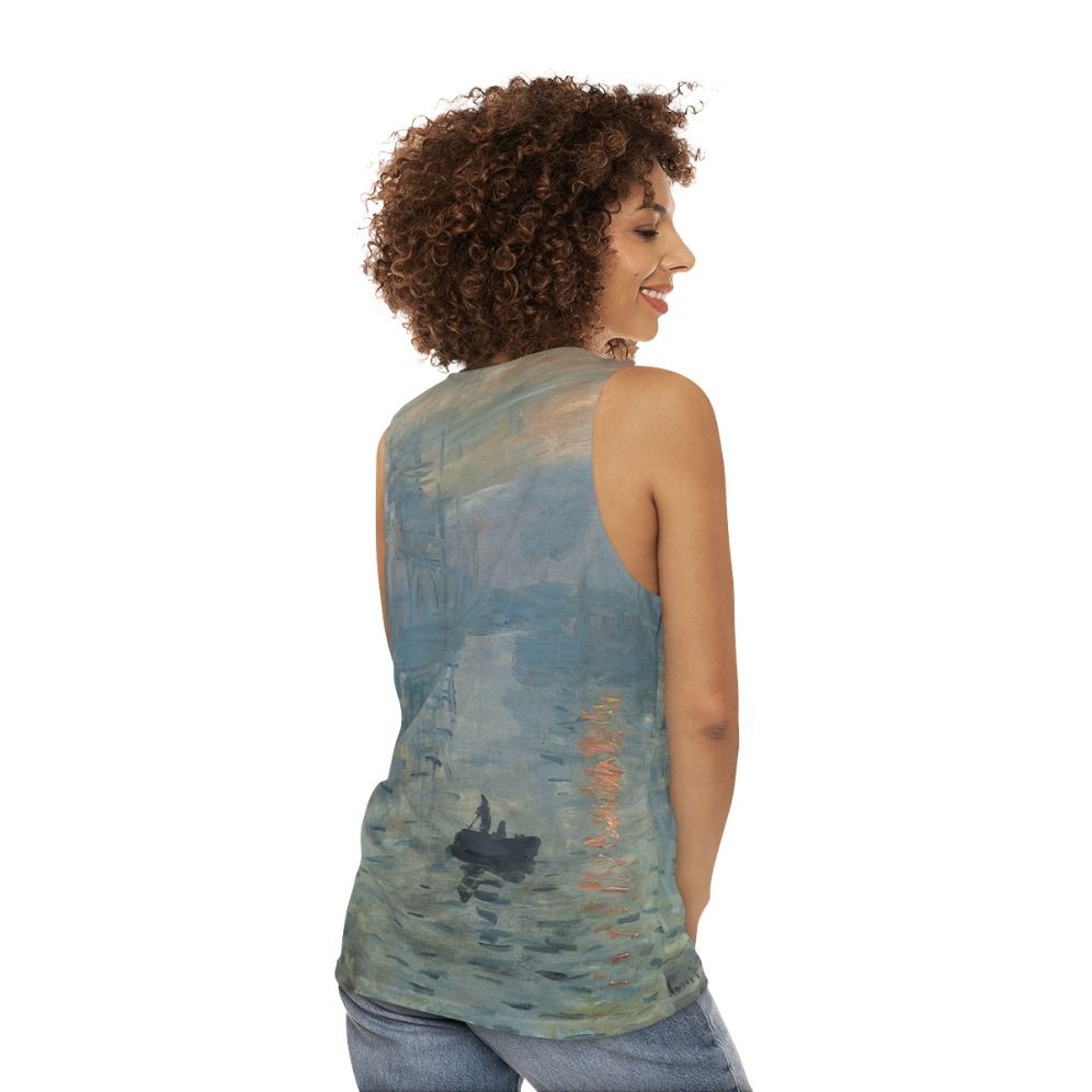 Monet Impression Sunrise Unisex Fine Art Tank Top - women back