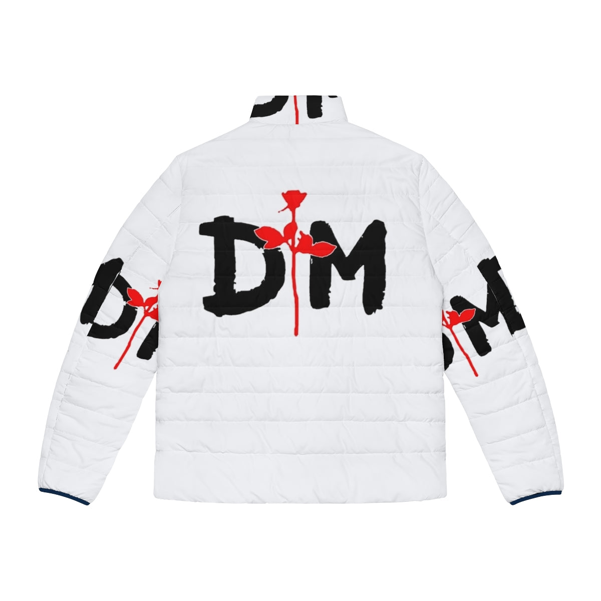 Depeche Mode 80s inspired puffer jacket with glitch and rose graphics - Back