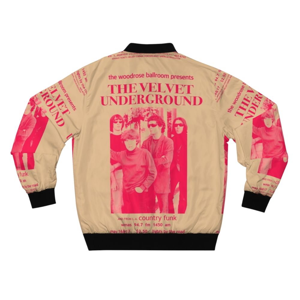 Vintage Velvet Underground 1960s promo poster bomber jacket with psychedelic colors and graphics - Back