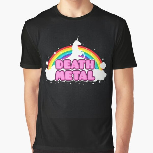 Death metal unicorn mosh parody design graphic t-shirt