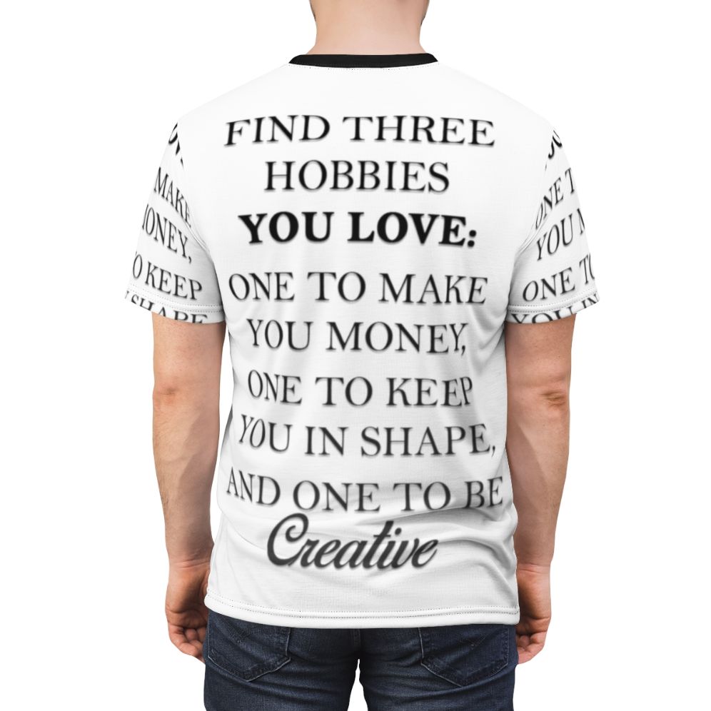 Hobbies T-Shirt with All-Over Print Design - men back