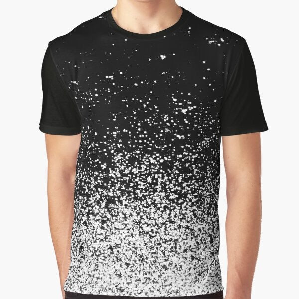 Infinity abstract t-shirt design featuring a starry night sky, sparks, and space elements