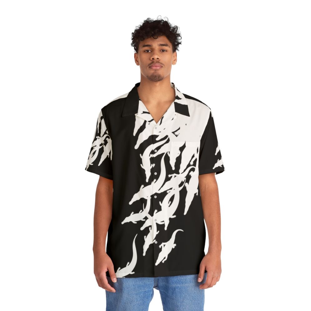 Crocodile print Hawaiian button down shirt - People Front