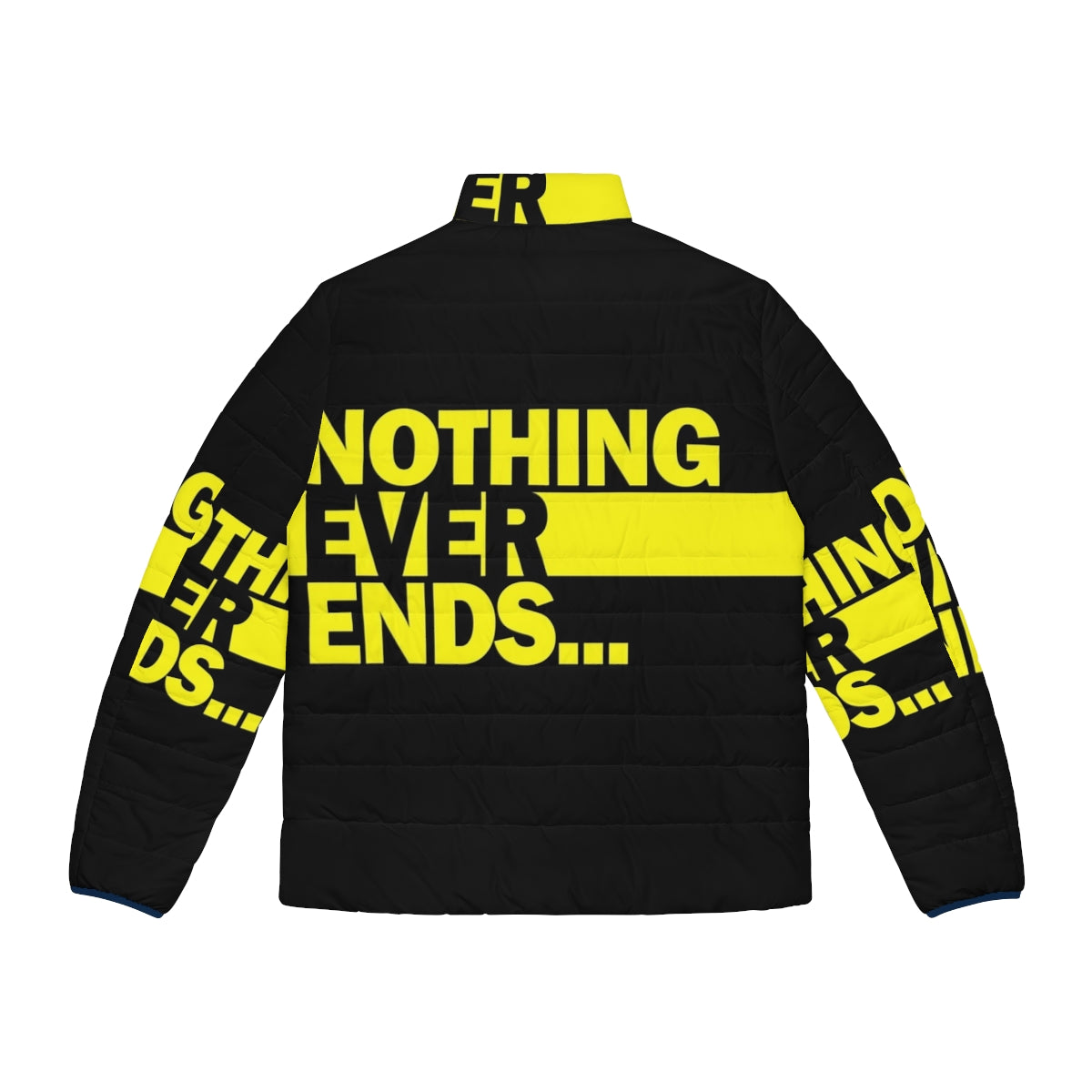 Watchmen Ozymandias Rorscharch "Nothing Ever Ends" puffer jacket - Back