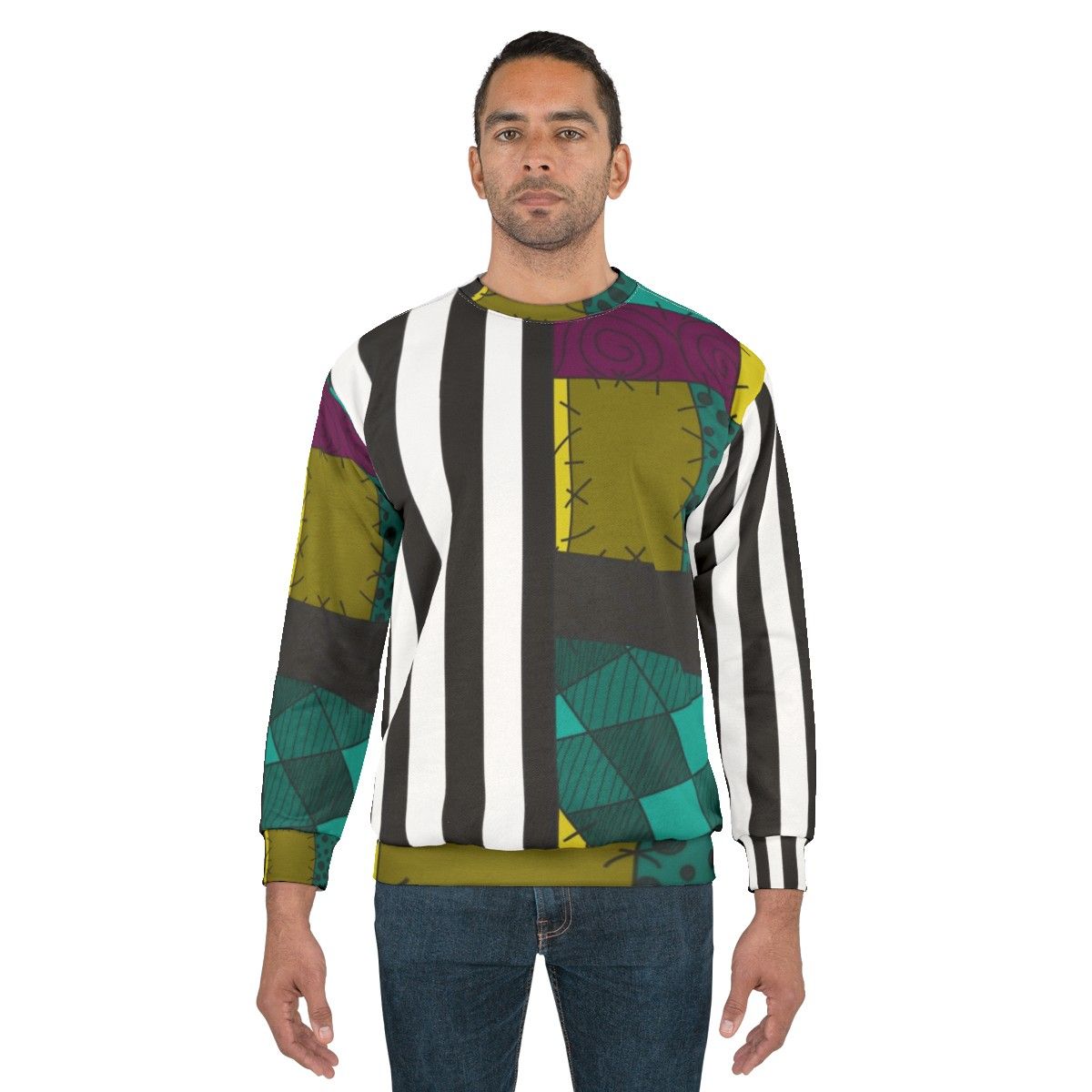 Jack and Sally Patchwork Sweatshirt - Nightmare Before Christmas Inspired Cozy Apparel - men