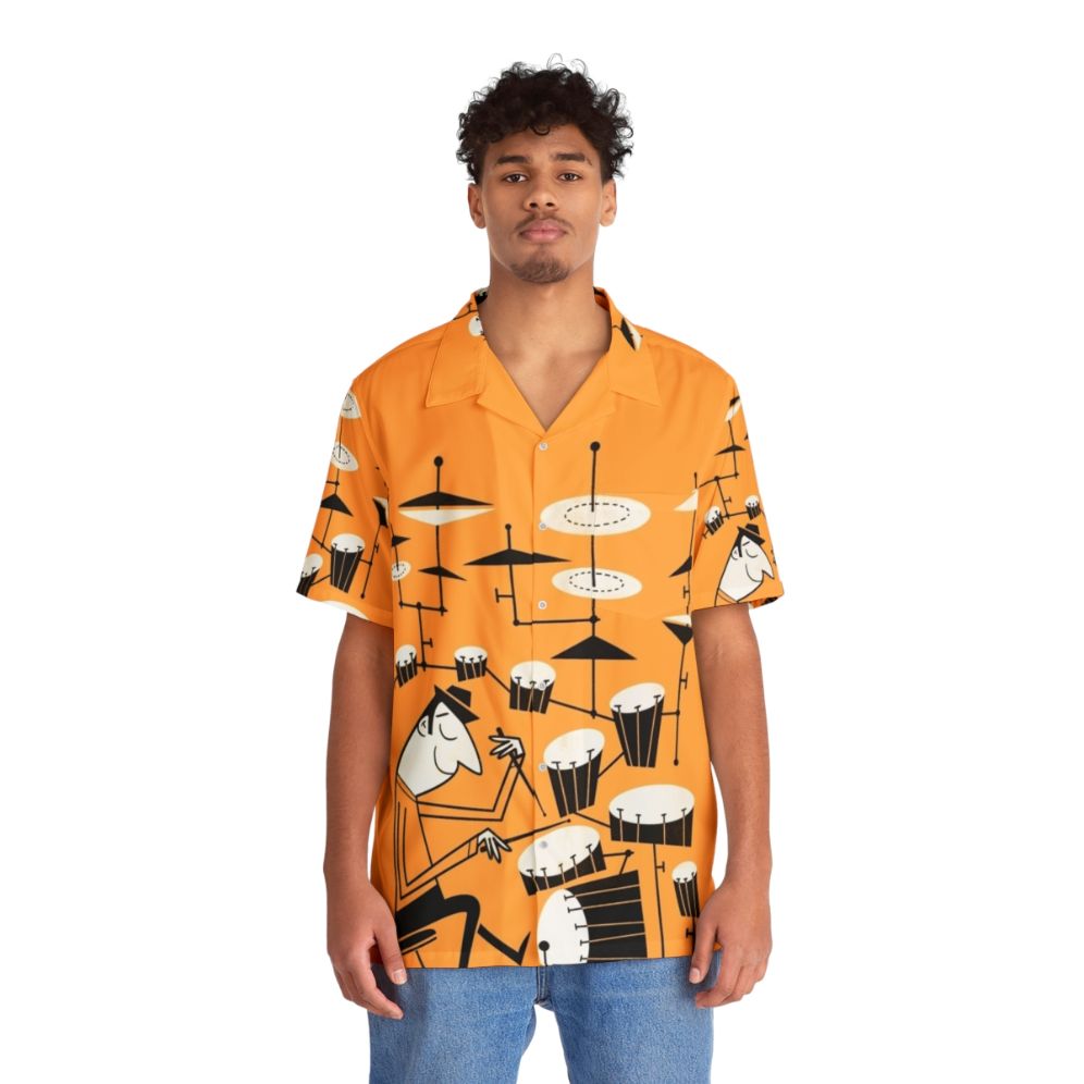 Rhythmic Hawaiian Shirt with Music-Inspired Graphic - People Front