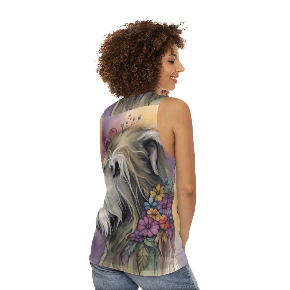 Bohemian Irish Wolfhound Floral Watercolor Tank Top - women back