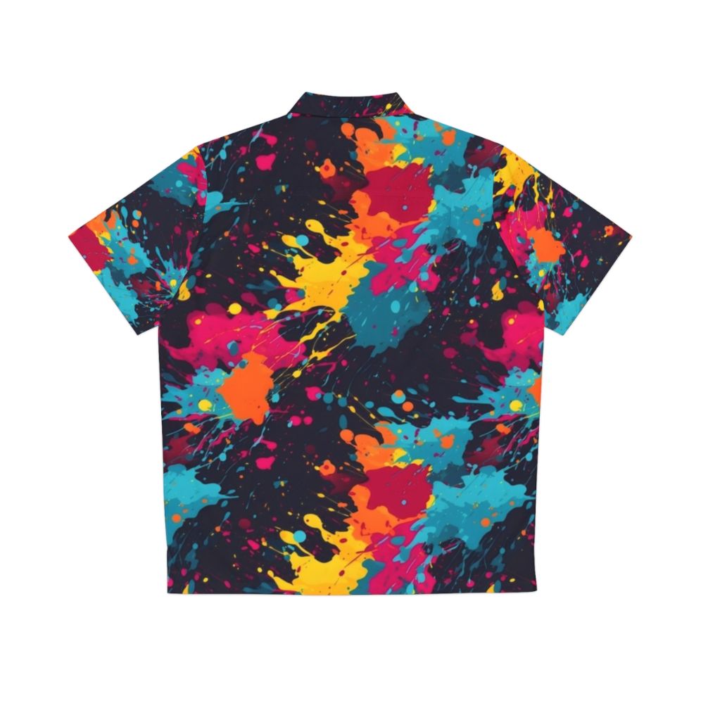 Colorful paint splatter Hawaiian shirt with a vibrant abstract design - Back