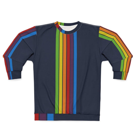 Retro Vertical Blue Sweatshirt with Prismatic Technology Design