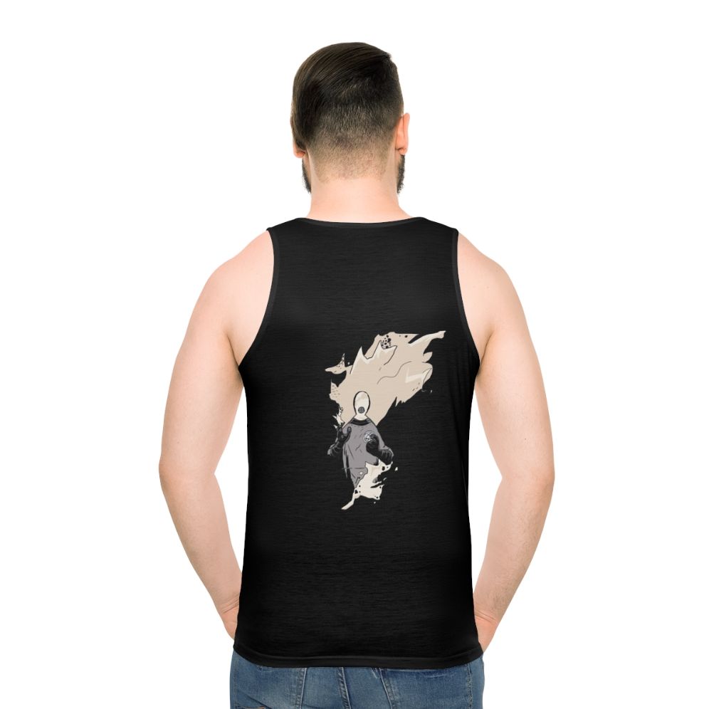 Unisex tank top featuring BPRD character Johann Krauss - men back