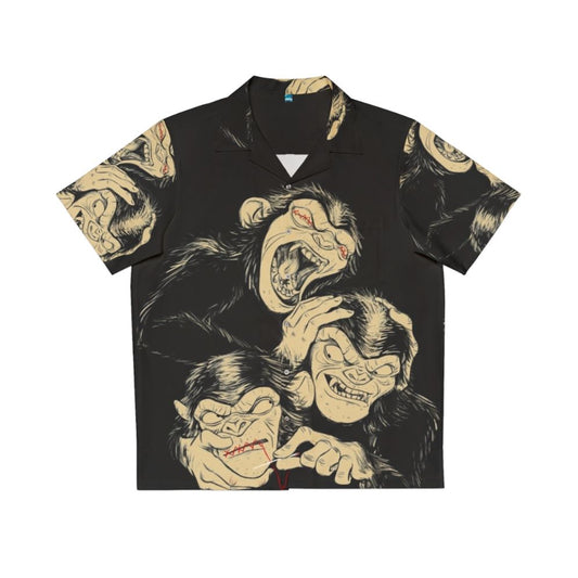 Three wise monkeys Hawaiian shirt with see no evil, hear no evil, speak no evil design