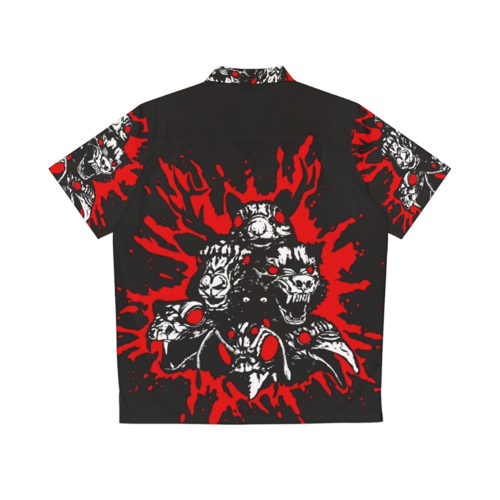 Chilling Blood Totems Hawaiian Shirt with Occult Symbols and Bloody Splatter - Back