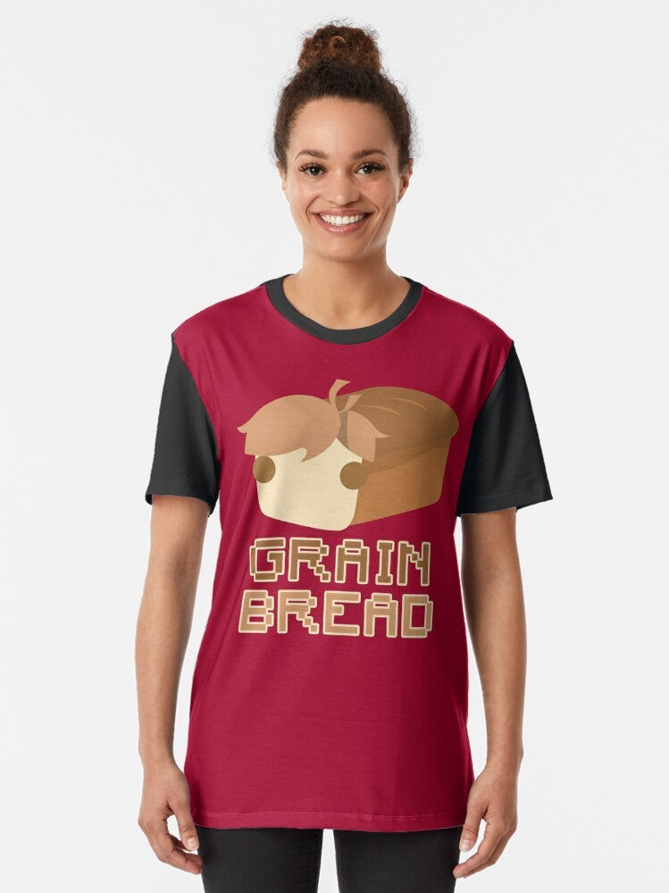 Grain Bread Graphic T-Shirt featuring the iconic Grian character from the Hermitcraft gaming community - Women