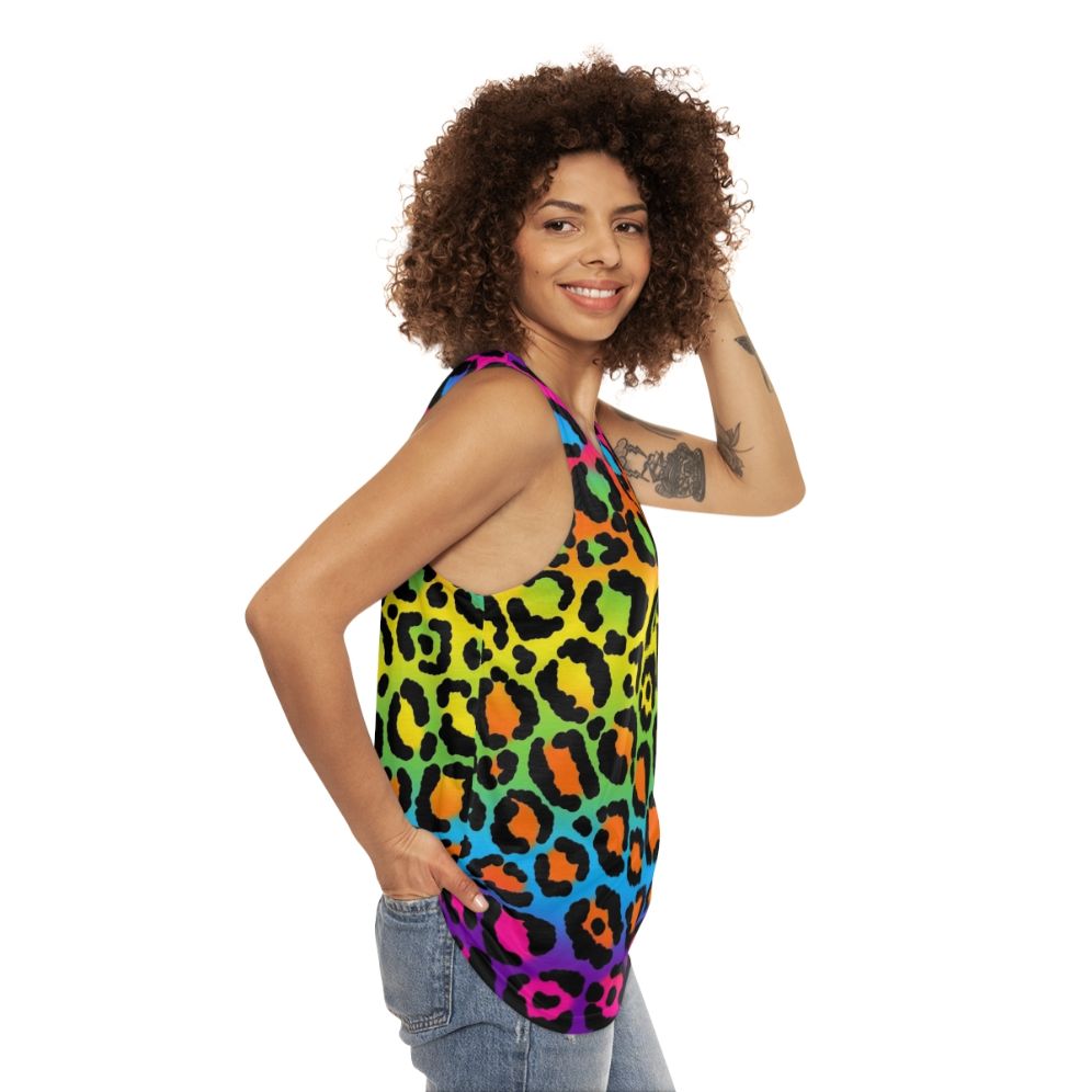 1997 neon rainbow leopard print unisex tank top - women side