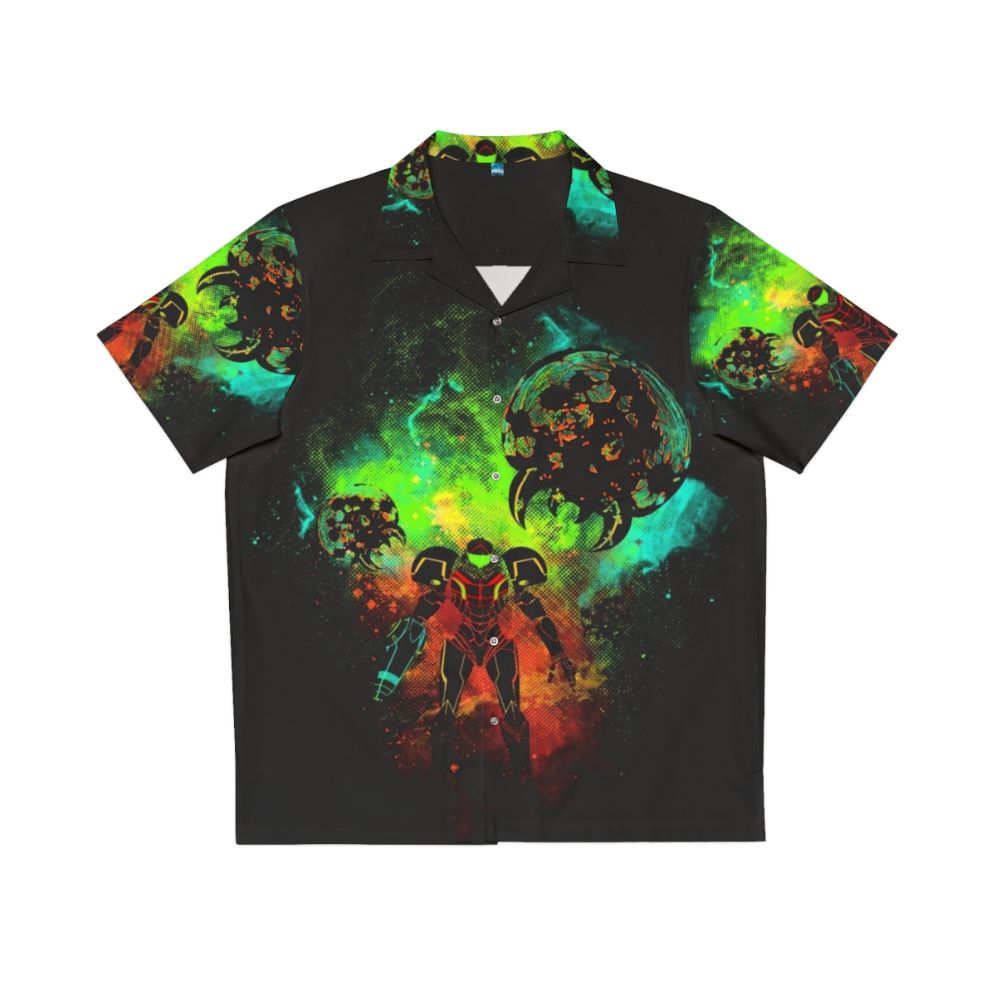 Space Bounty Hunter Hawaiian Shirt featuring Metroid inspired design