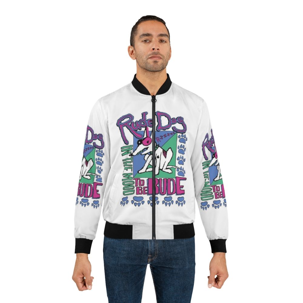 Vintage-style bomber jacket featuring the rude dog and the dweebs cartoon characters - Lifestyle