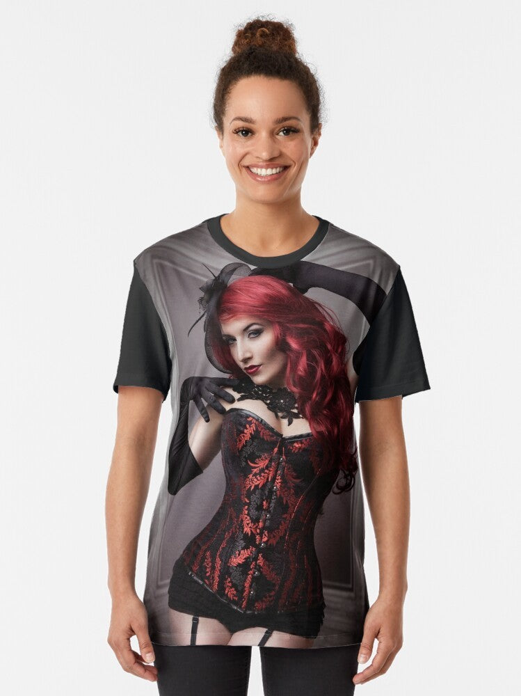 Diva graphic t-shirt for women featuring a gothic, goth, and red-haired design - Women