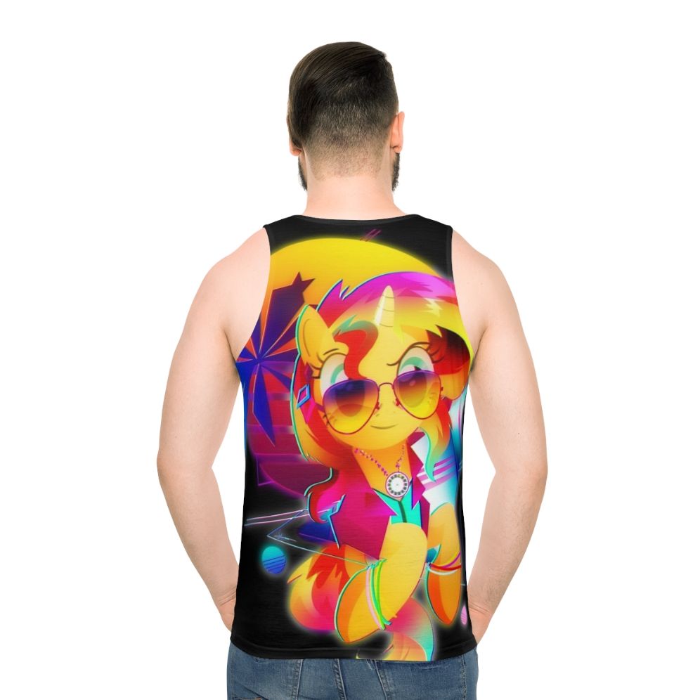 Sunset Shimmer Synthwave Unisex Tank Top - men back