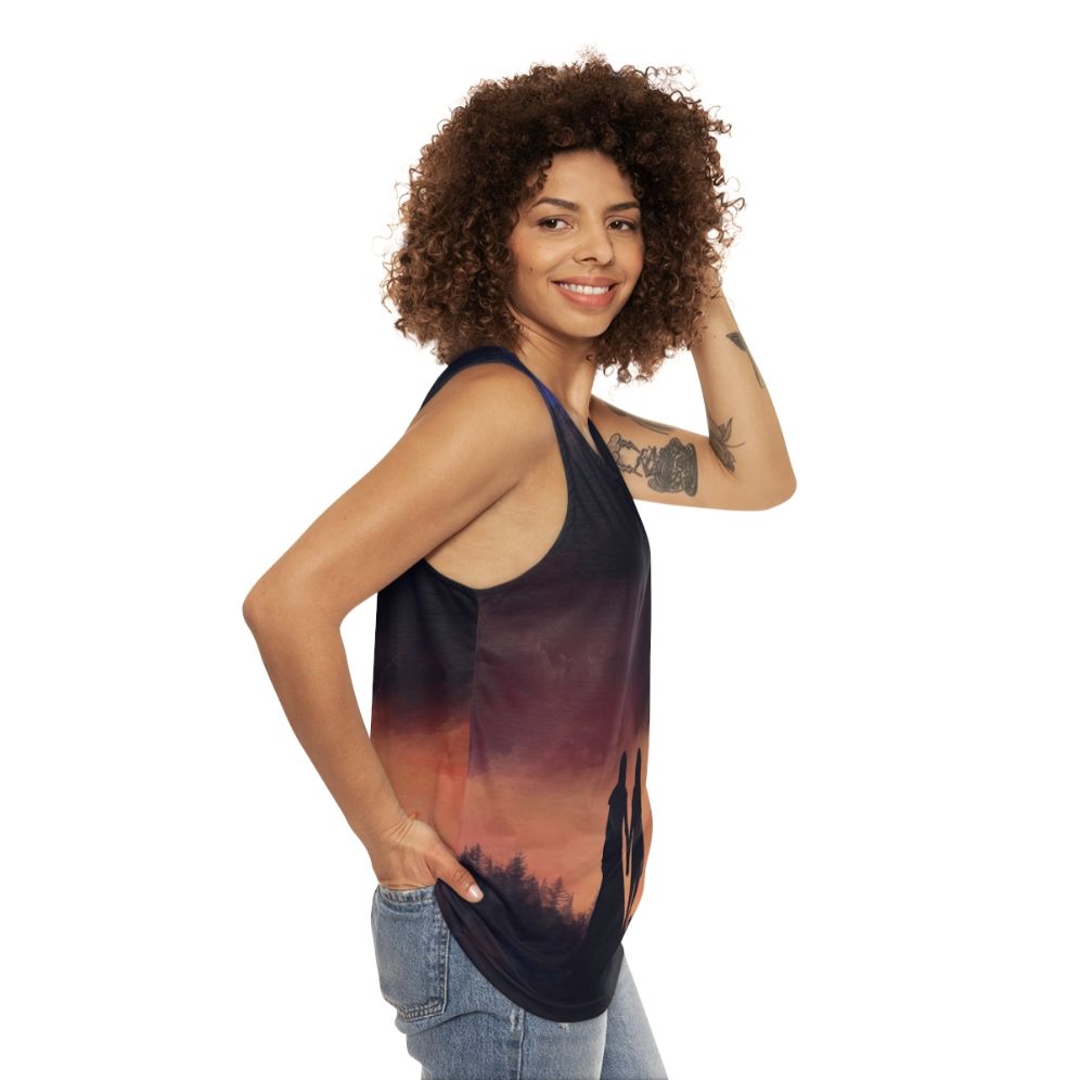 The 100' unisex tank top with Clarke Griffin and Lexa Commander design - women side