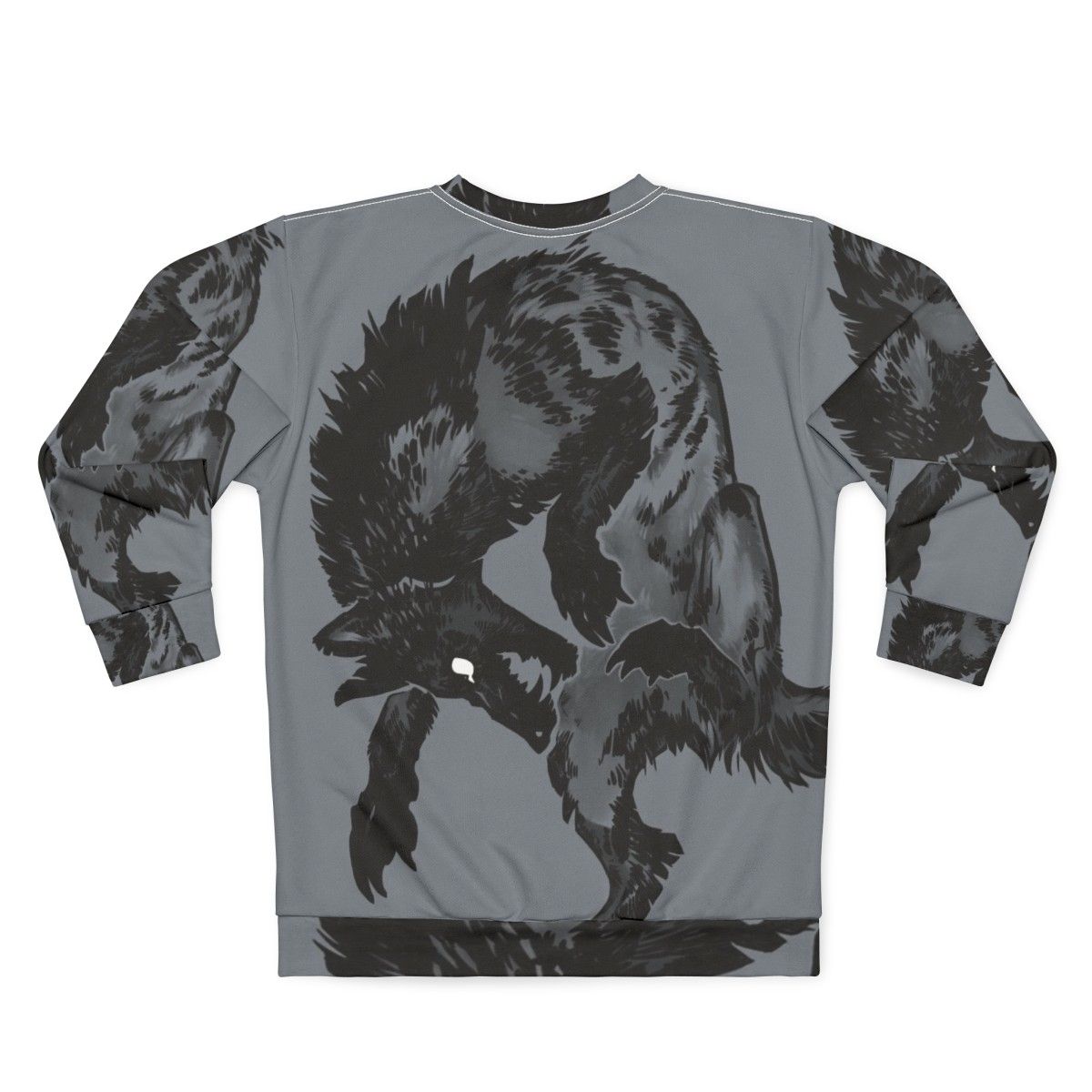 Hyena Sweatshirt featuring a creepy, furry animal design - Back