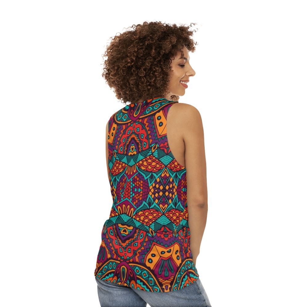 Tribal vintage ethnic pattern unisex tank top - women back