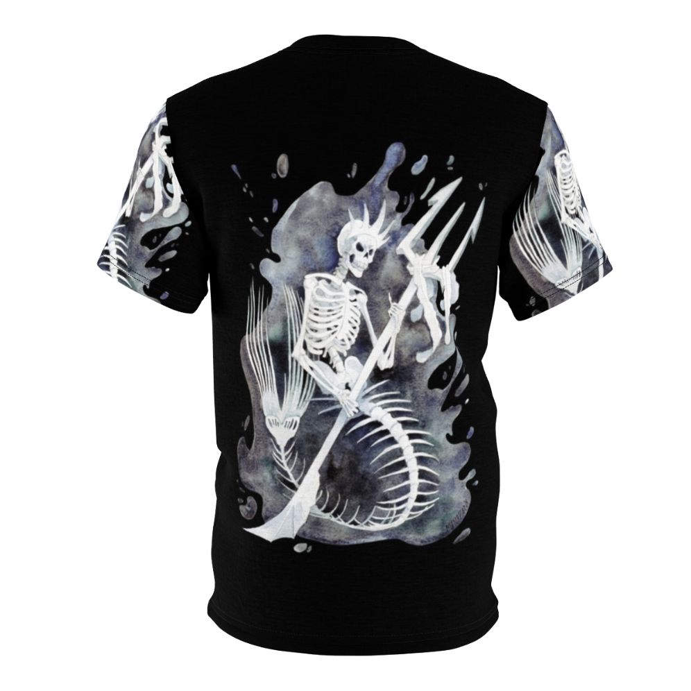 Mermaid skeleton graphic printed on a high-quality t-shirt - Back