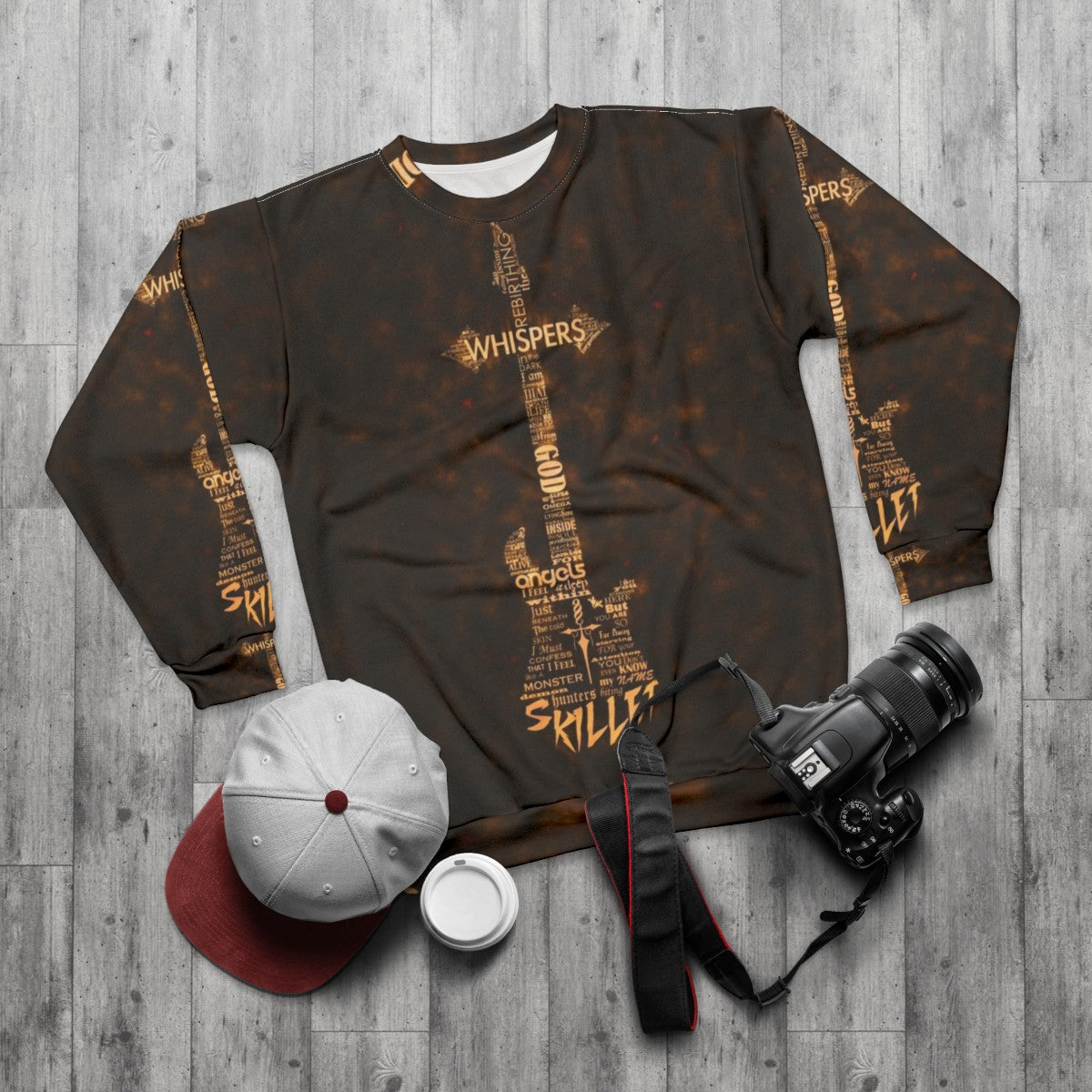 Skillet Christian Rock Band Sweatshirt with Alternative Metal Guitar Merchandise - flat lay