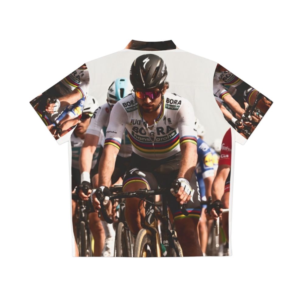 Peter Sagan wearing a Hawaiian-style cycling jersey - Back