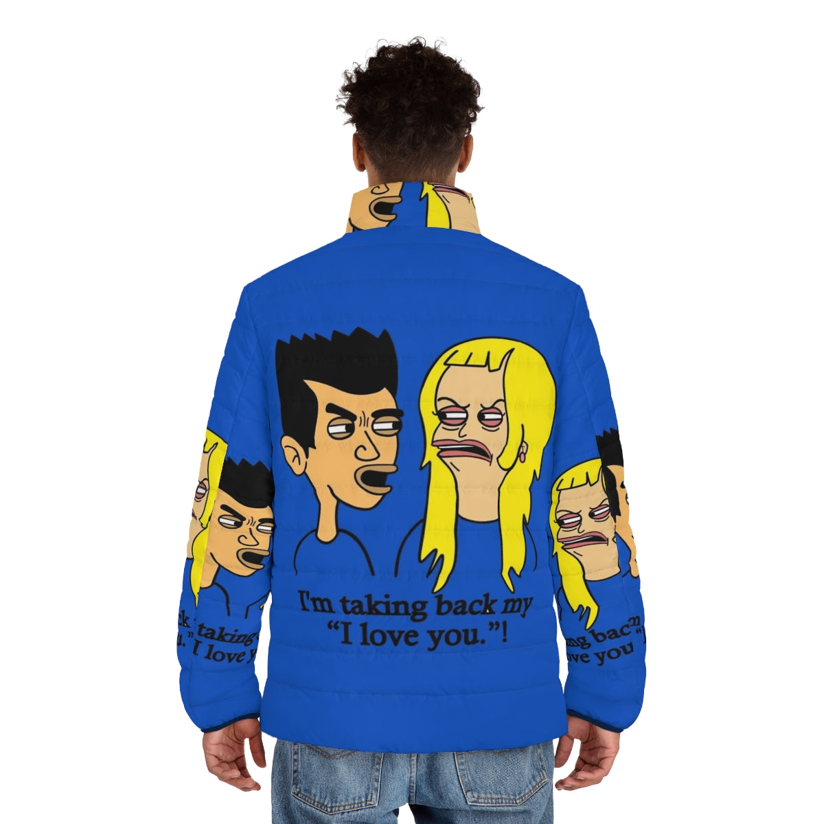 Big Mouth Netflix Jay and Lola Cartoon Character Puffer Jacket - men back