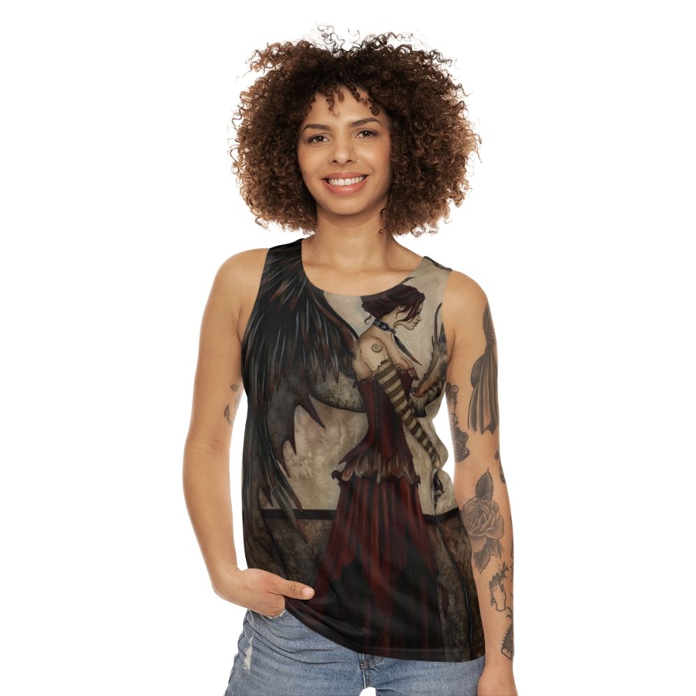 Dark fantasy dragon unisex tank top - women