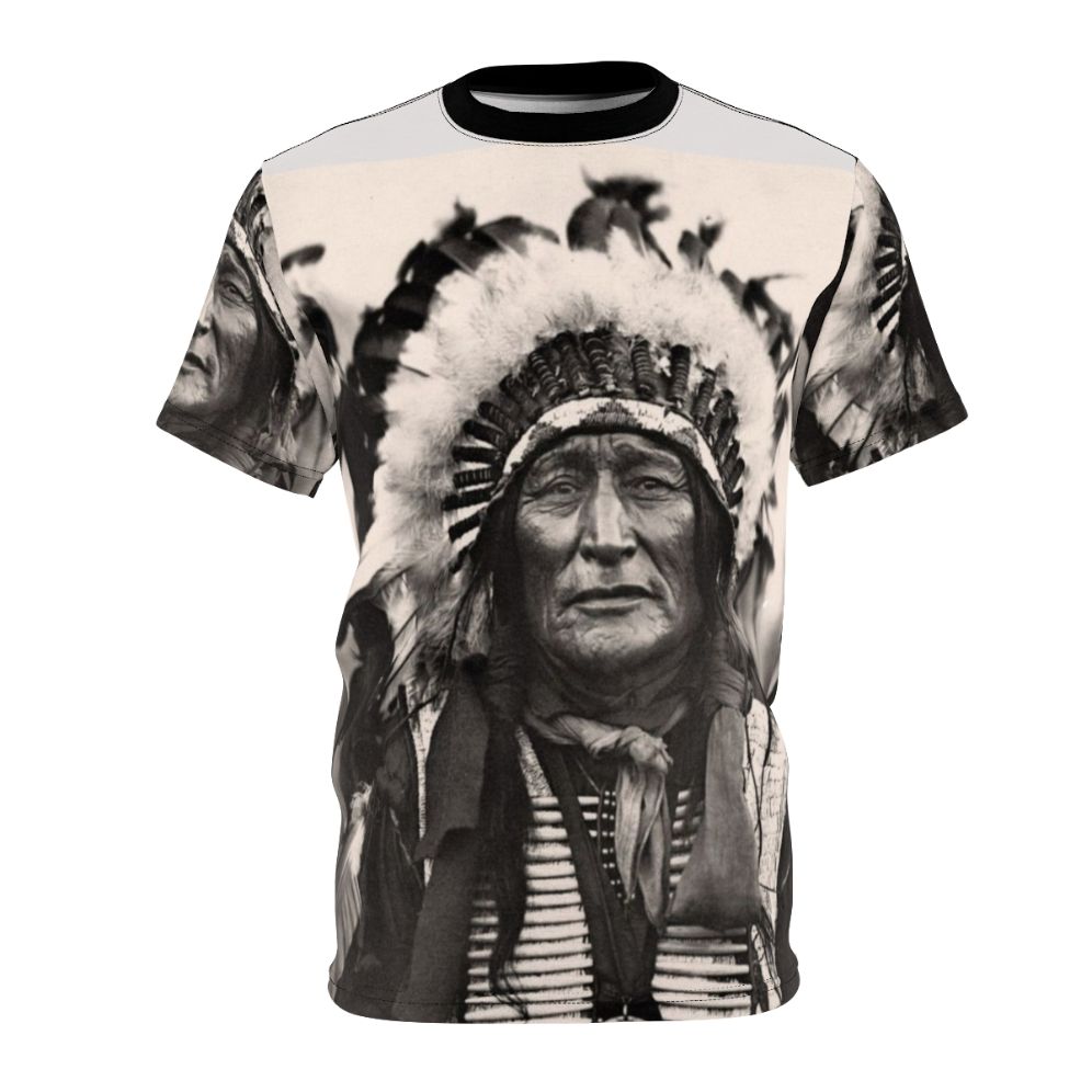 Comanche-inspired t-shirt with a striking native american pattern design