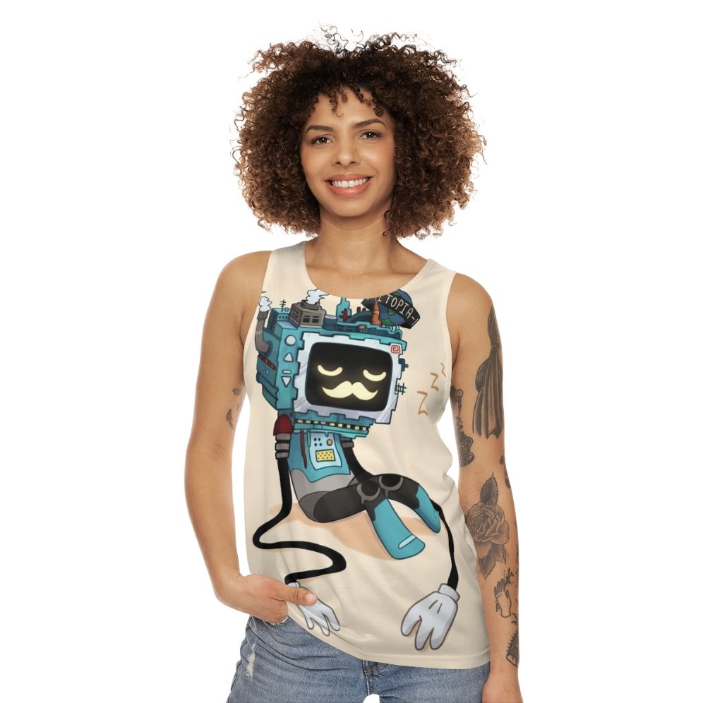 Hermitcraft Grumbot Sleepy Robot Unisex Tank Top - women