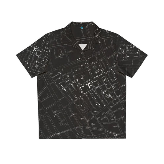 John Snow's Cholera Map White on Black Hawaiian Shirt