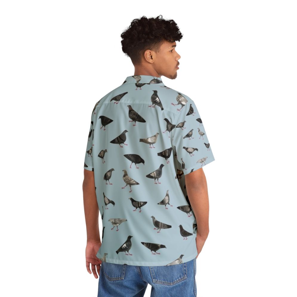 Pigeons Doing Pigeon Things Hawaiian Shirt with a flock of pigeons/doves - People Back