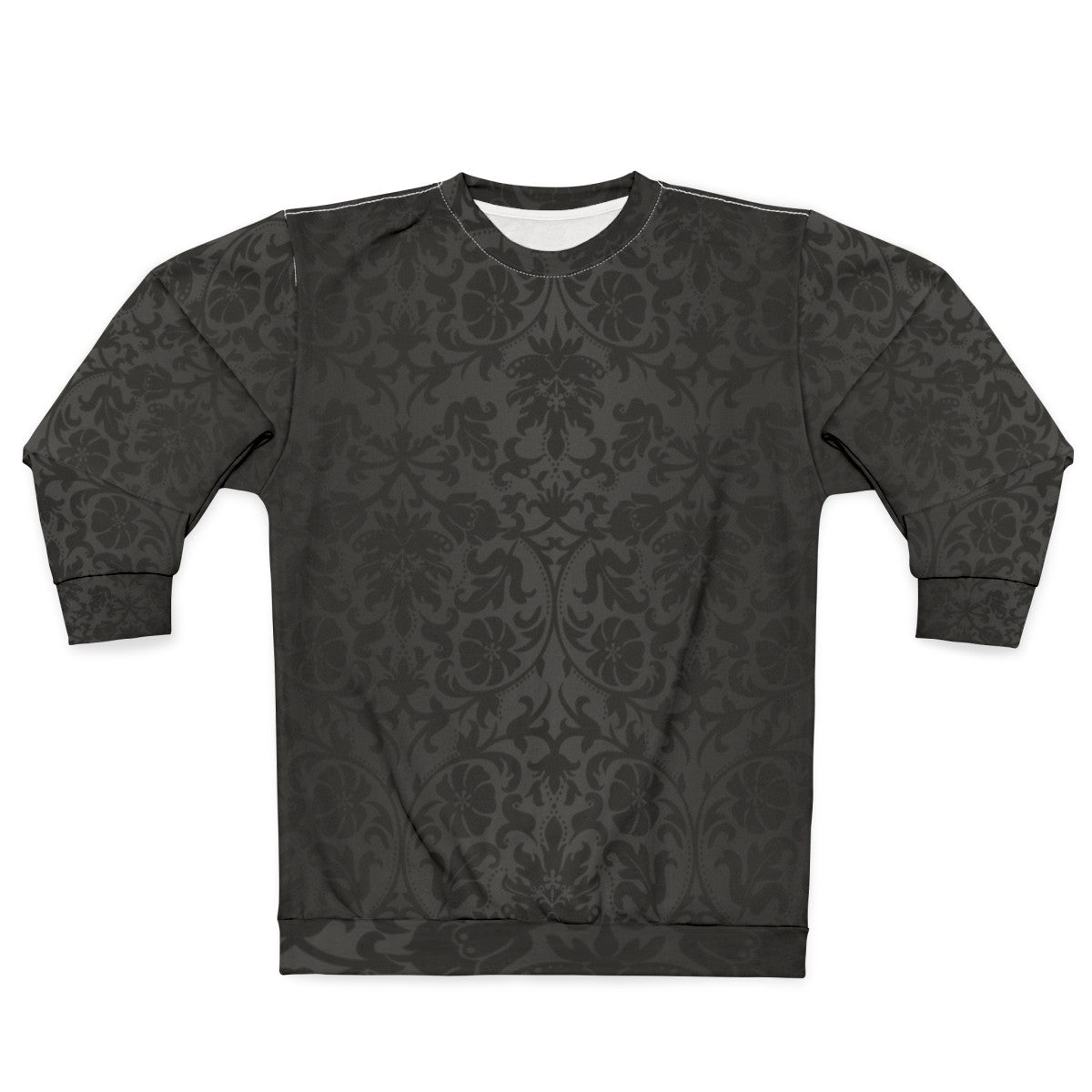 Black floral damask sweatshirt with a stylish and classy pattern design