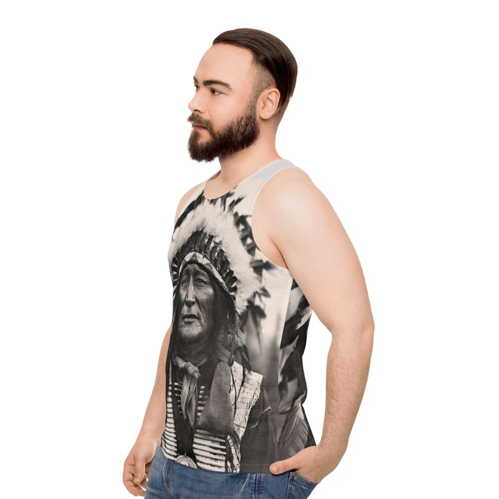 Comanche Chief Unisex Native American Tank Top - men side