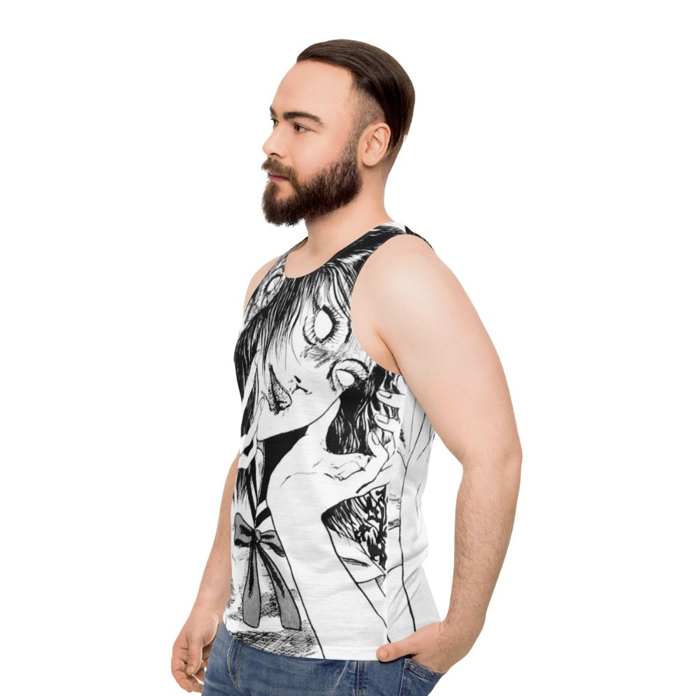 Monochrome horror manga anime junji ito unisex tank top - men side