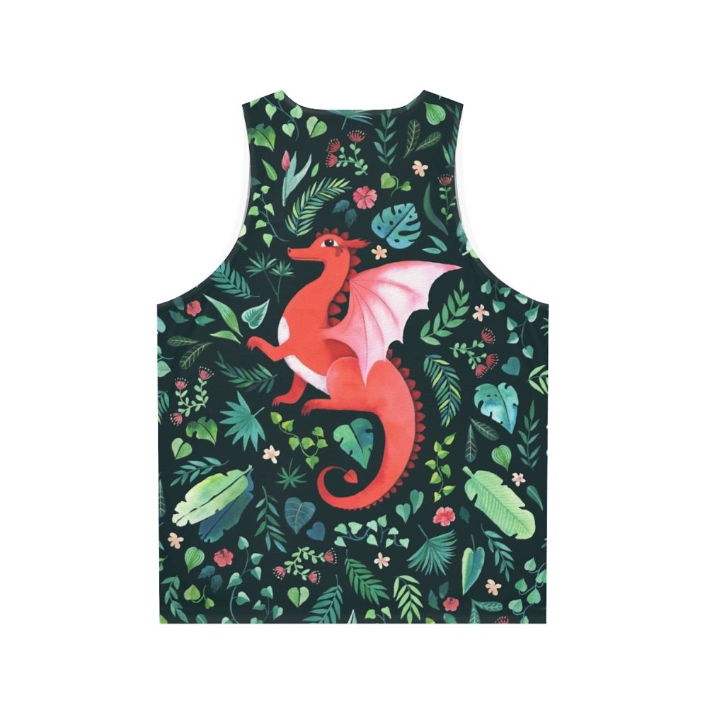 Tropical Dragon Dark Floral Unisex Tank Top - Back