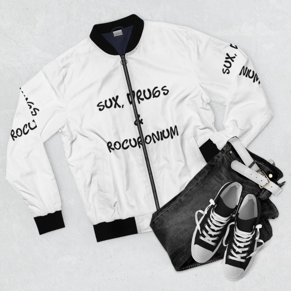 Anesthetist Rocuronium Medical Bomber Jacket - Flat lay